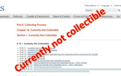 IRS currently not collectible status